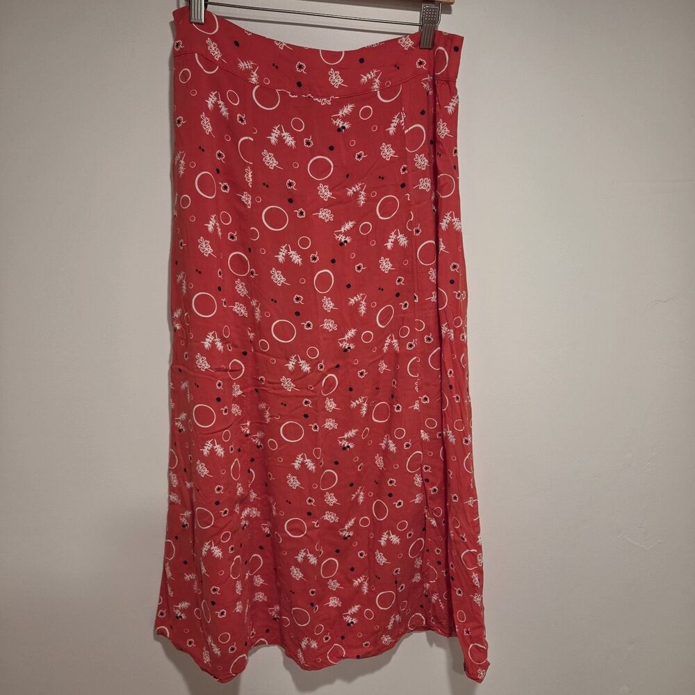 FREE PEOPLE Sz 12 Danni Jane Red Print Two Piece Crop Top & Midi Skirt Set Gypsy - Picture 11 of 13